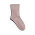 A single lilac colored crew sock displayed against white background, showing smooth seamless construction and mid-calf length