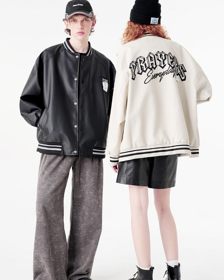 Minimalist Varsity Letterman Bomber Jacket