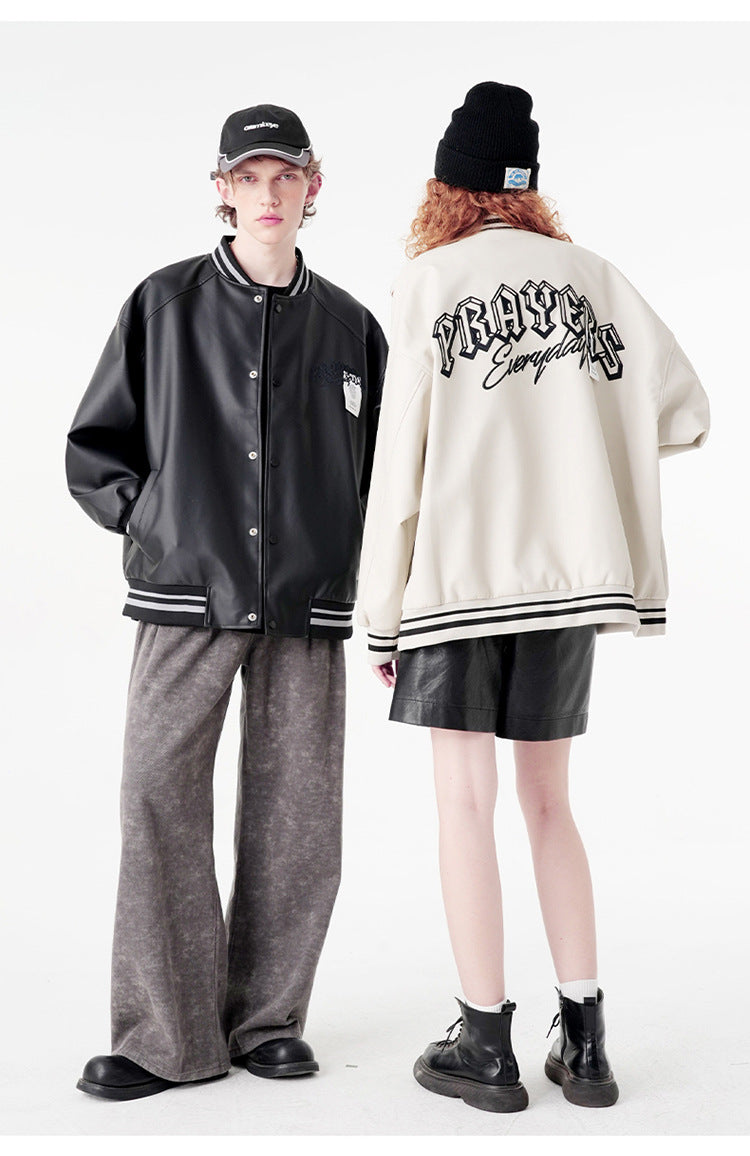 Minimalist Varsity Letterman Bomber Jacket