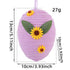 A purple fabric Easter egg with sunflower and leaf accents, dimensions: 13cm x 10cm, weight: 27g.