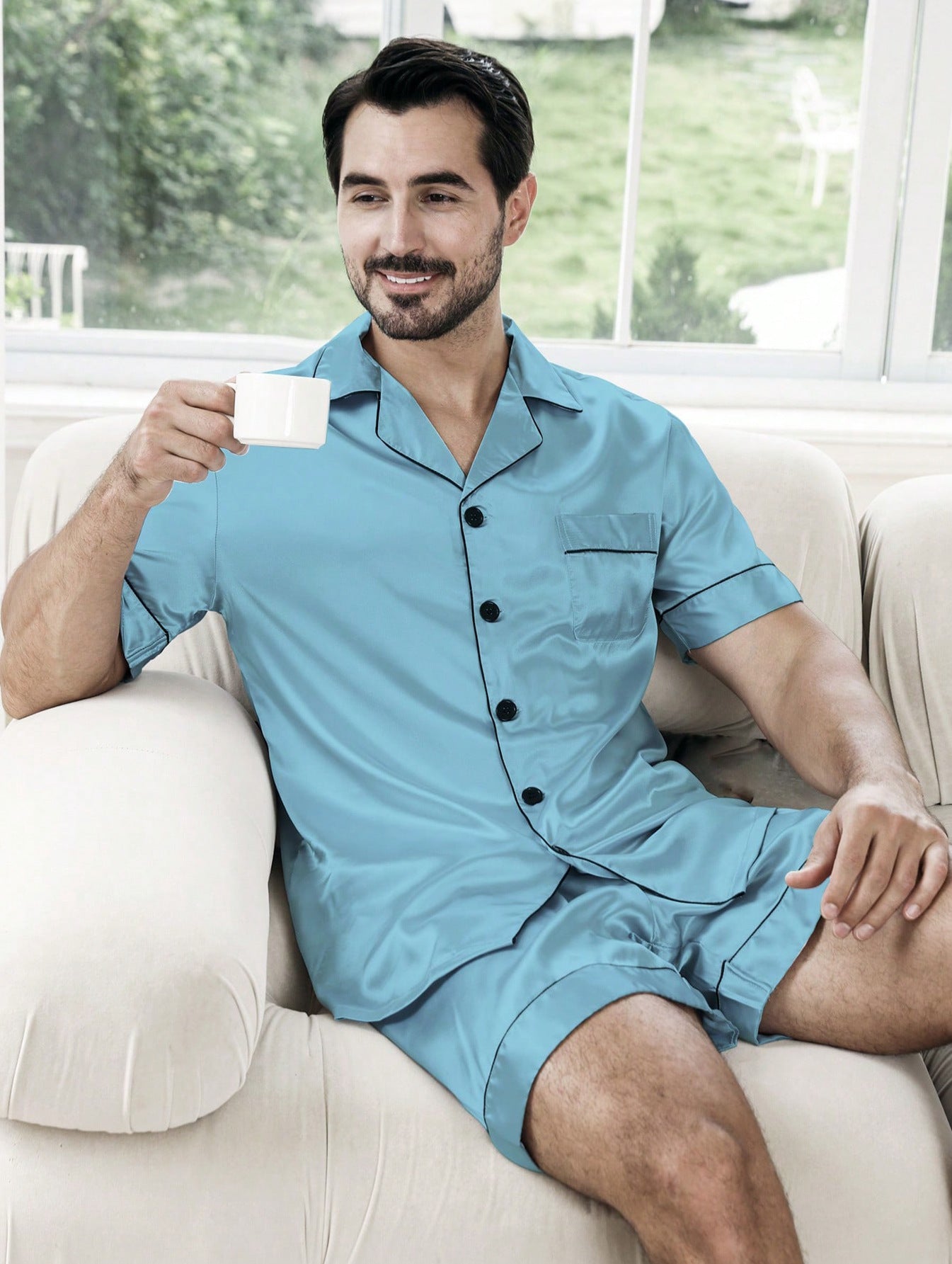 Men's Summer Silk-Like Pajama Set