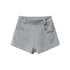 Gray cotton shorts with logo detail and tailored fit in flat lay display