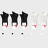 Black/White antibacterial ankle socks with brand label and quality certification tags, retail presentation