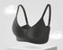Black seamless bra with a wireless, breathable structure.