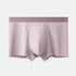 Soft lavender men's boxer briefs with centered pouch, delicate fabric, and dark waistband