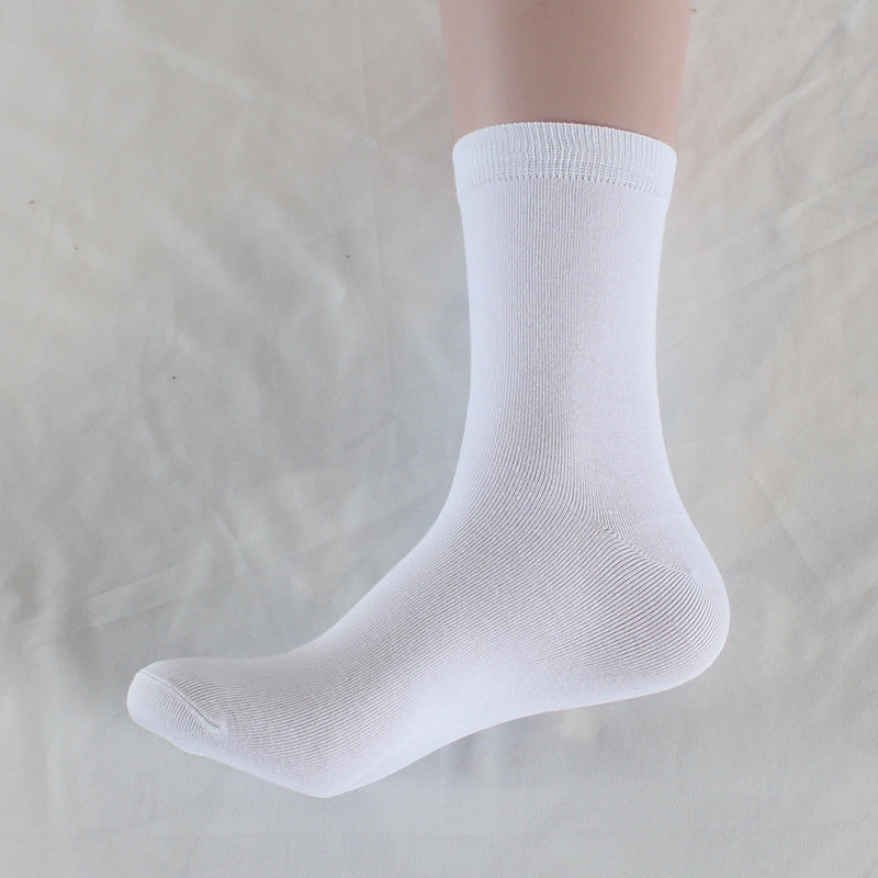 Single white cotton crew sock shown on a white background, highlighting soft texture and classic style