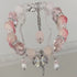 Pink crystal bracelet with silver fairy pendant and matching dangling beads with adjustable chain
