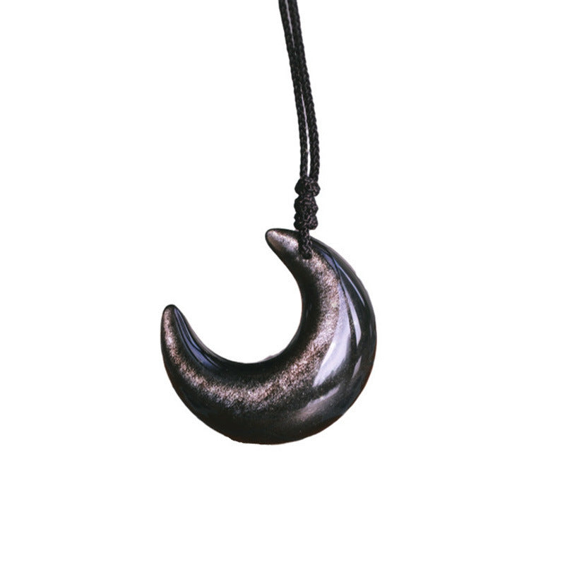 Pearlescent Moon Black & White Chain Necklace