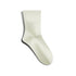 A single ivory white crew sock displayed against white background, showing smooth seamless construction and mid-calf length