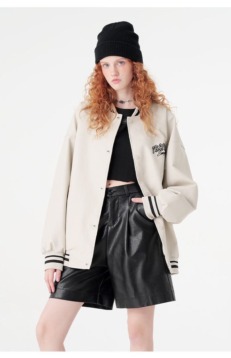 Minimalist Varsity Letterman Bomber Jacket