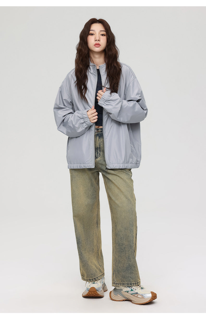 Oversized Balloon Sleeve Bomber Jacket