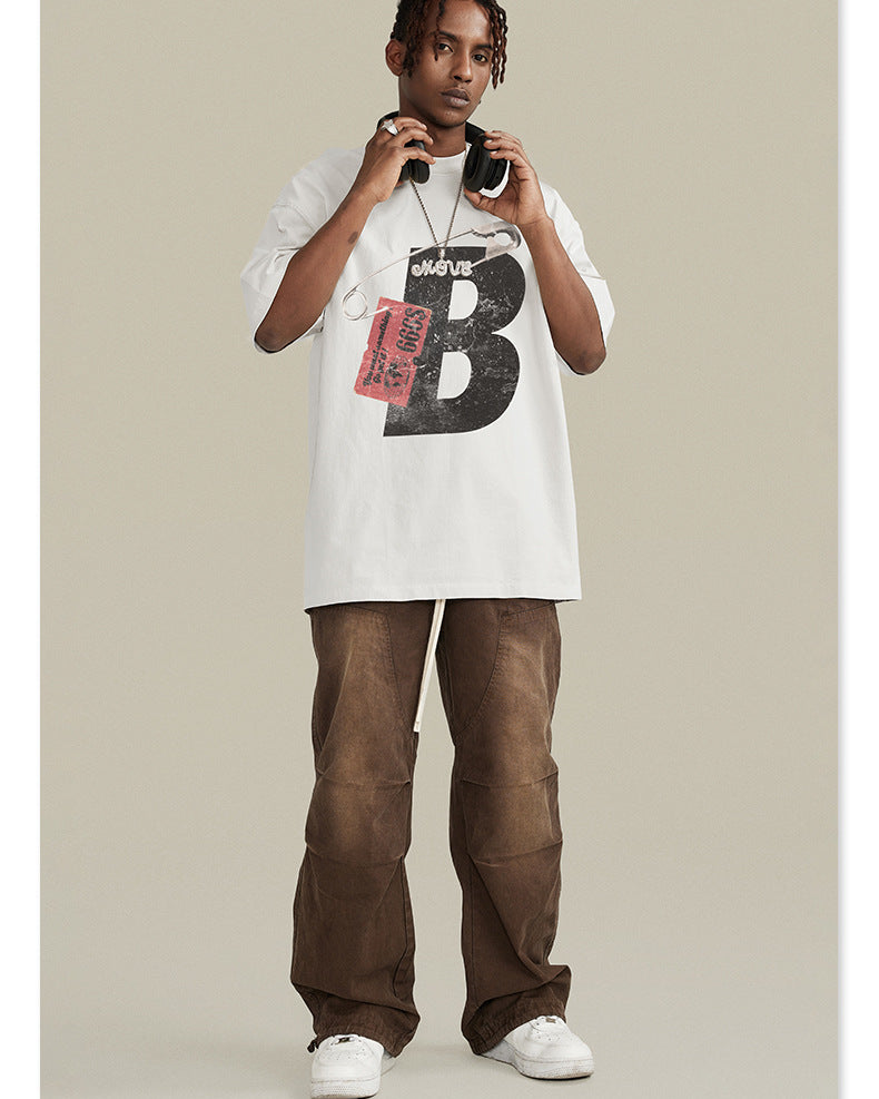 Oversized B Letter T-Shirt | Streetwear Graphic Tee