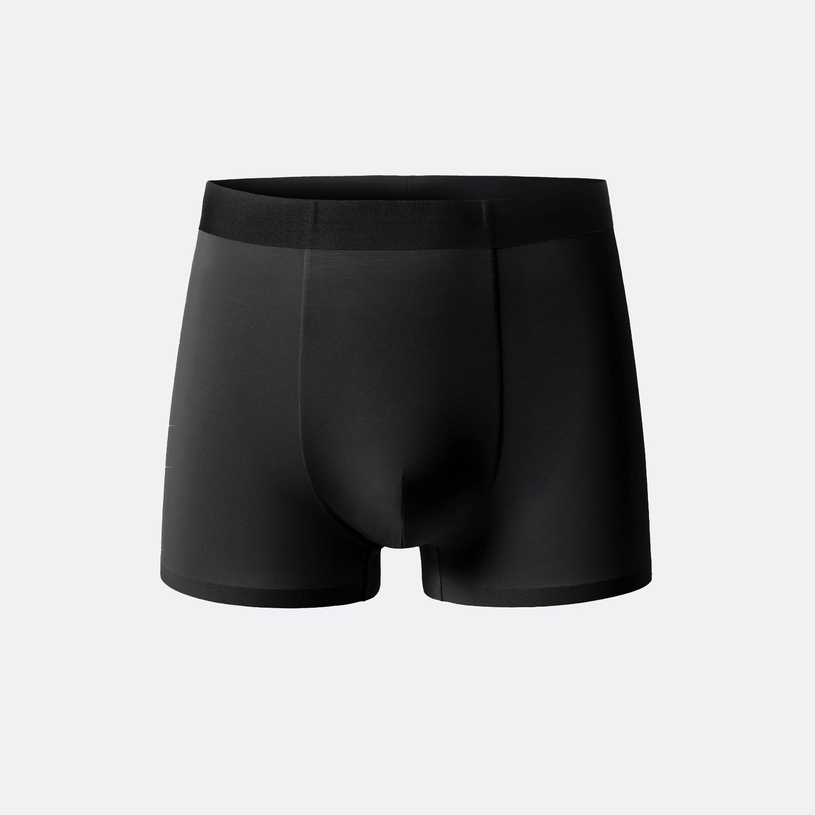 Premium black men's boxer briefs with elastic waistband, seamless design and form-fitting silhouette for everyday comfort