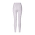 White high-waisted athletic leggings shown from behind with curved back seams, displayed on a plain white background