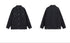 Product layout showing front and back views of black checkered denim jacket with button closures against white background