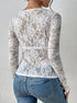 back view white lace blouse slim fit