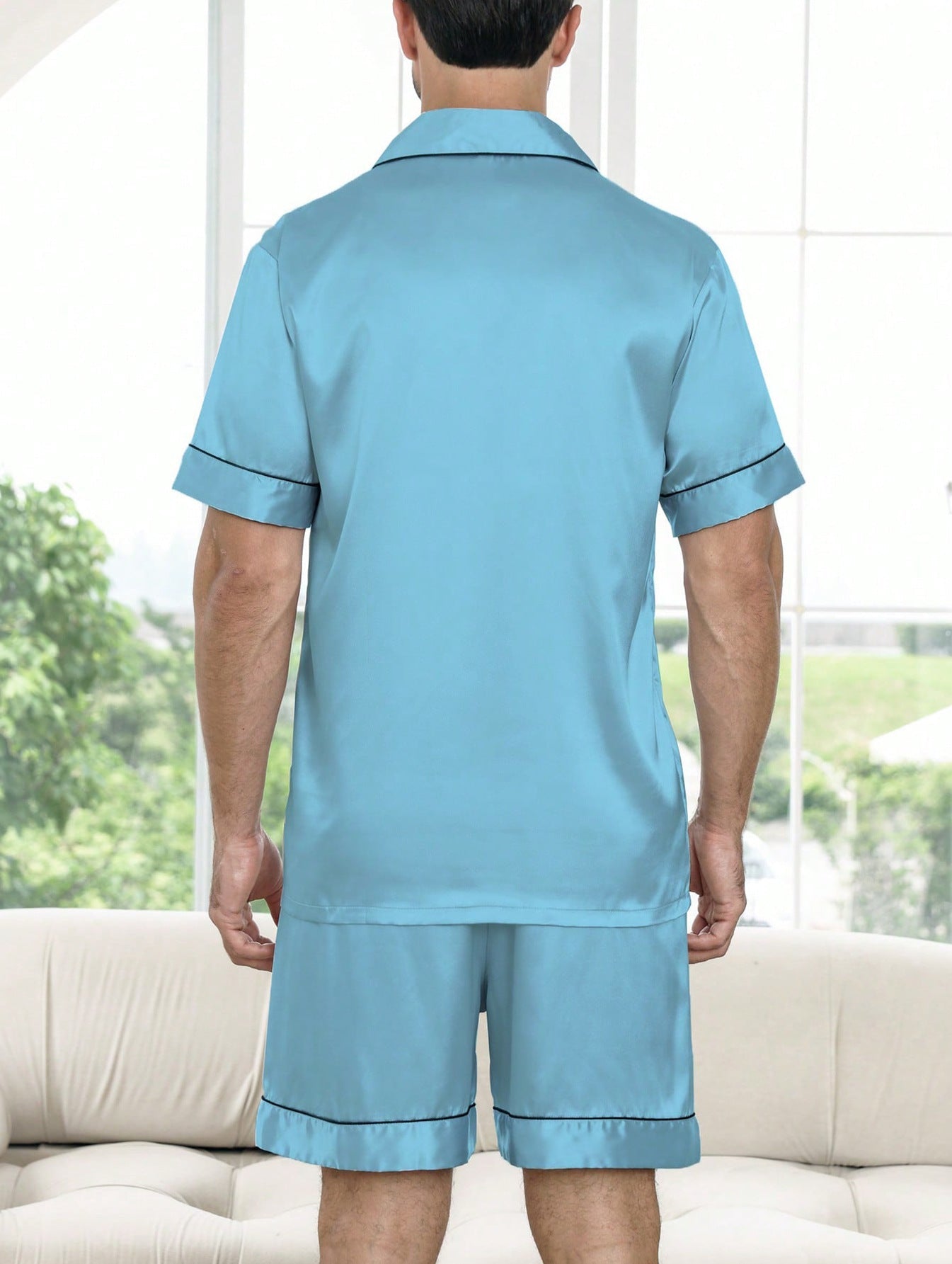 Men's Summer Silk-Like Pajama Set