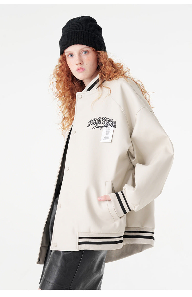 Minimalist Varsity Letterman Bomber Jacket