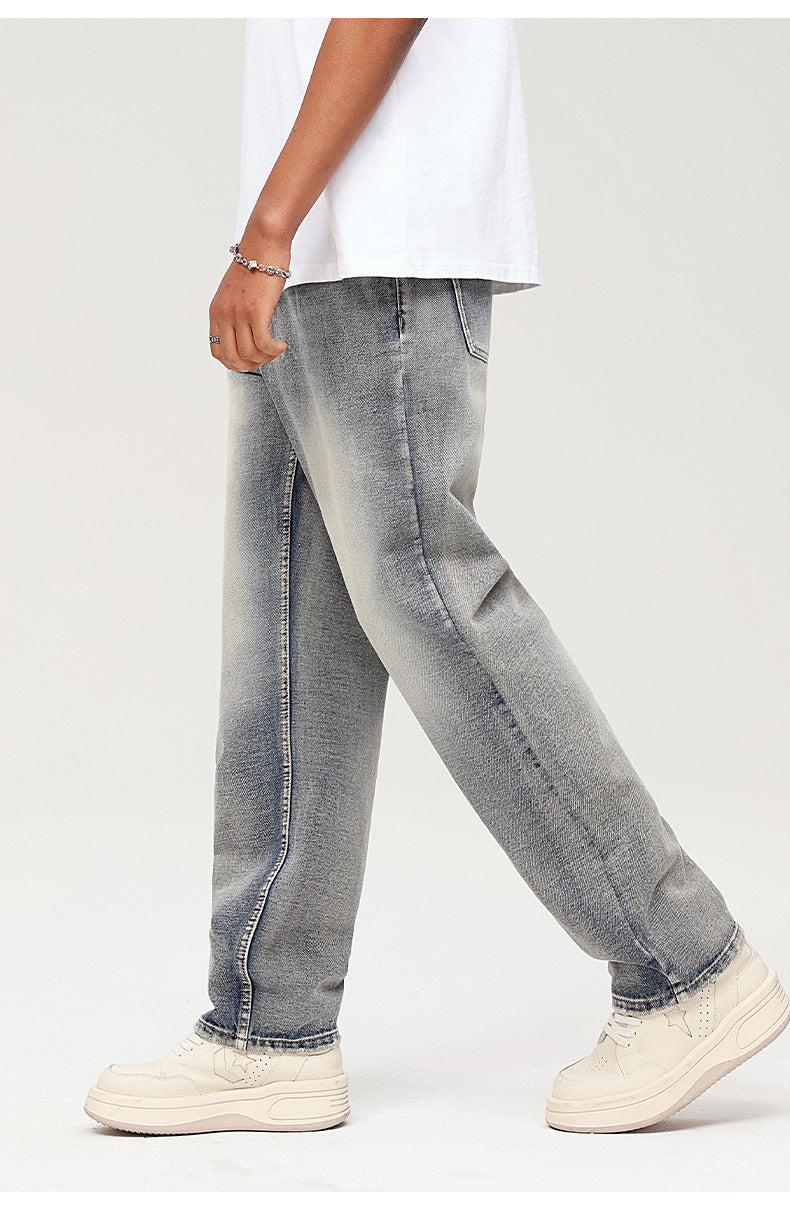 Mid-Rise Acid Wash Straight Leg Jeans