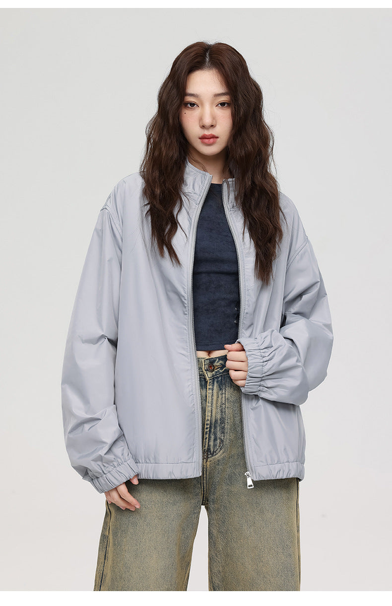 Oversized Balloon Sleeve Bomber Jacket
