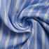 A swirl of blue striped fabric displaying its lightweight and breathable texture.