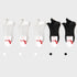 Black/White antibacterial ankle socks with brand label and quality certification tags, retail presentation