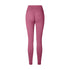 Product photo of dusty rose athletic leggings with ruched back detail, high waistband on white background