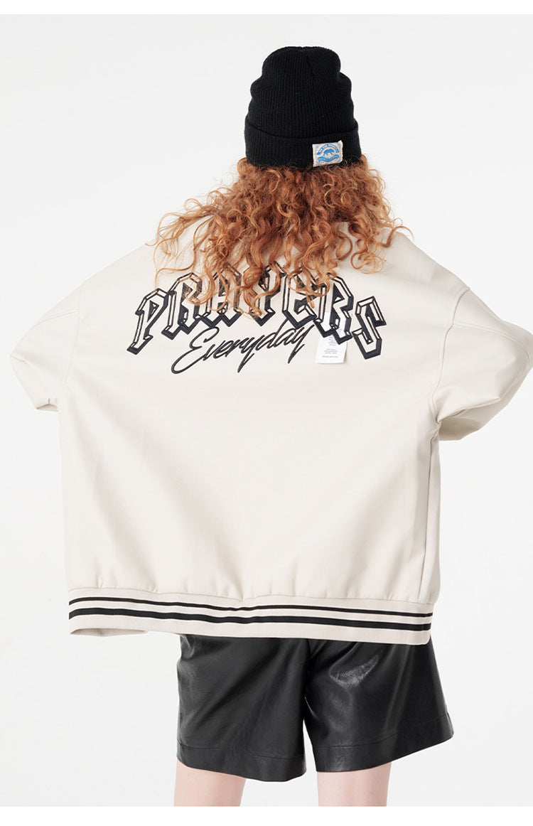 Minimalist Varsity Letterman Bomber Jacket