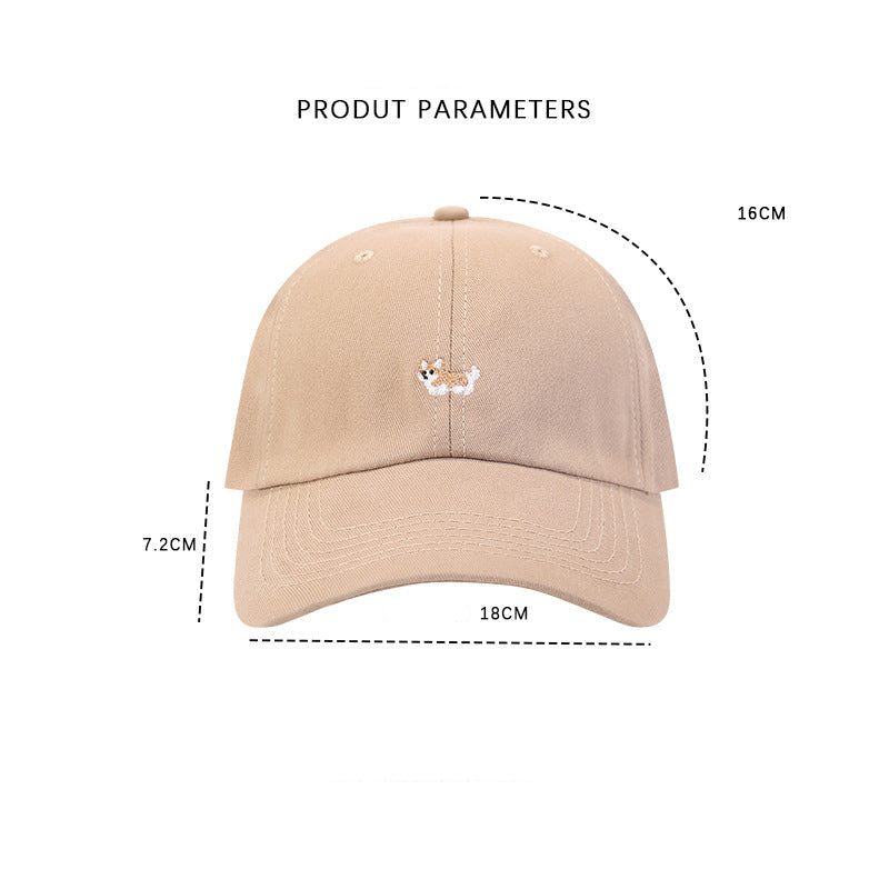 Product dimensions diagram showing beige baseball cap measurements: 16cm height, 18cm width, 7.2cm brim