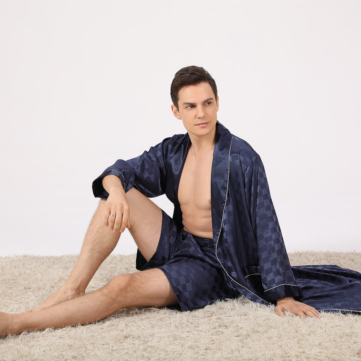 Men's Luxury Striped Long Hotel Robe