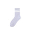 Lavender crew sock with white double stripes, plush comfortable texture