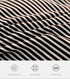Close-up of black and white striped ribbed fabric texture showing skin-friendly, non-deforming material with anti-pilling properties