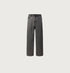 Front view of high-waisted washed black wide-leg jeans with classic five-pocket styling