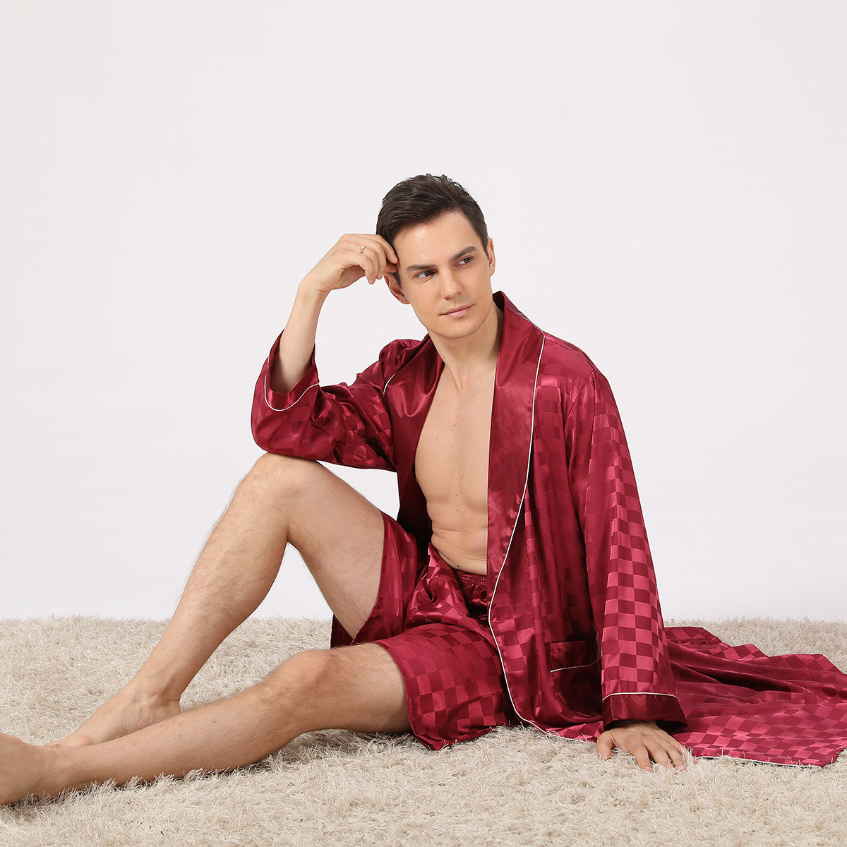 Men's Luxury Striped Long Hotel Robe