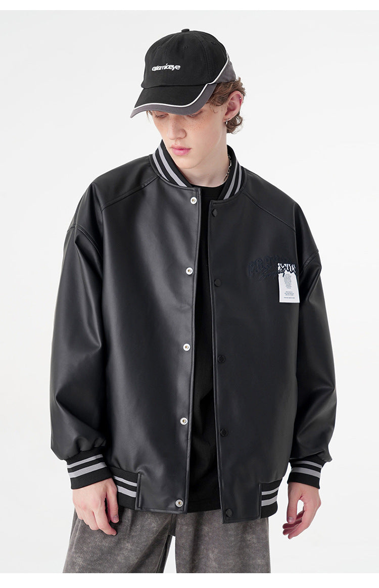 Minimalist Varsity Letterman Bomber Jacket