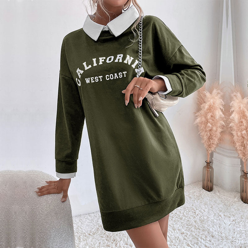 Nandor California West Coast sweatshirt dress with contrast collar