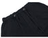 Close-up of black elastic waistband with drawstring closure and metal eyelets on casual cargo pants against white background