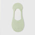 Mint green no-show sock liner with textured design and comfort band, displayed flat