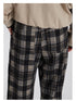 Fabric detail showing plaid pattern and tailored fit