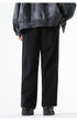 Back view of black wide-leg pants highlighting their loose fit and drape