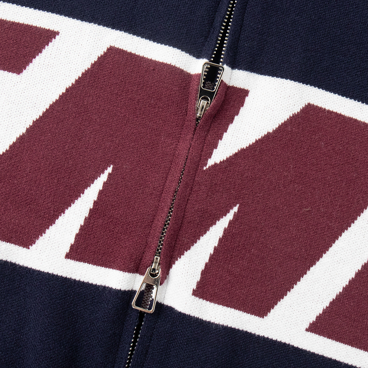 Retro Jacquard Letter Zip Up Sweater – Sporty Colorblock Knit Cardigan