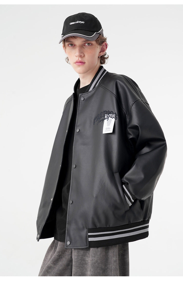 Minimalist Varsity Letterman Bomber Jacket