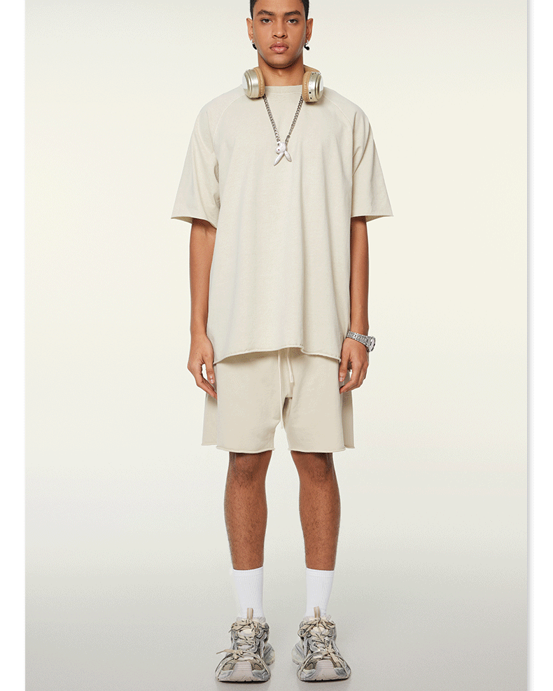 Premium Raw Edge Washed Cotton Shorts