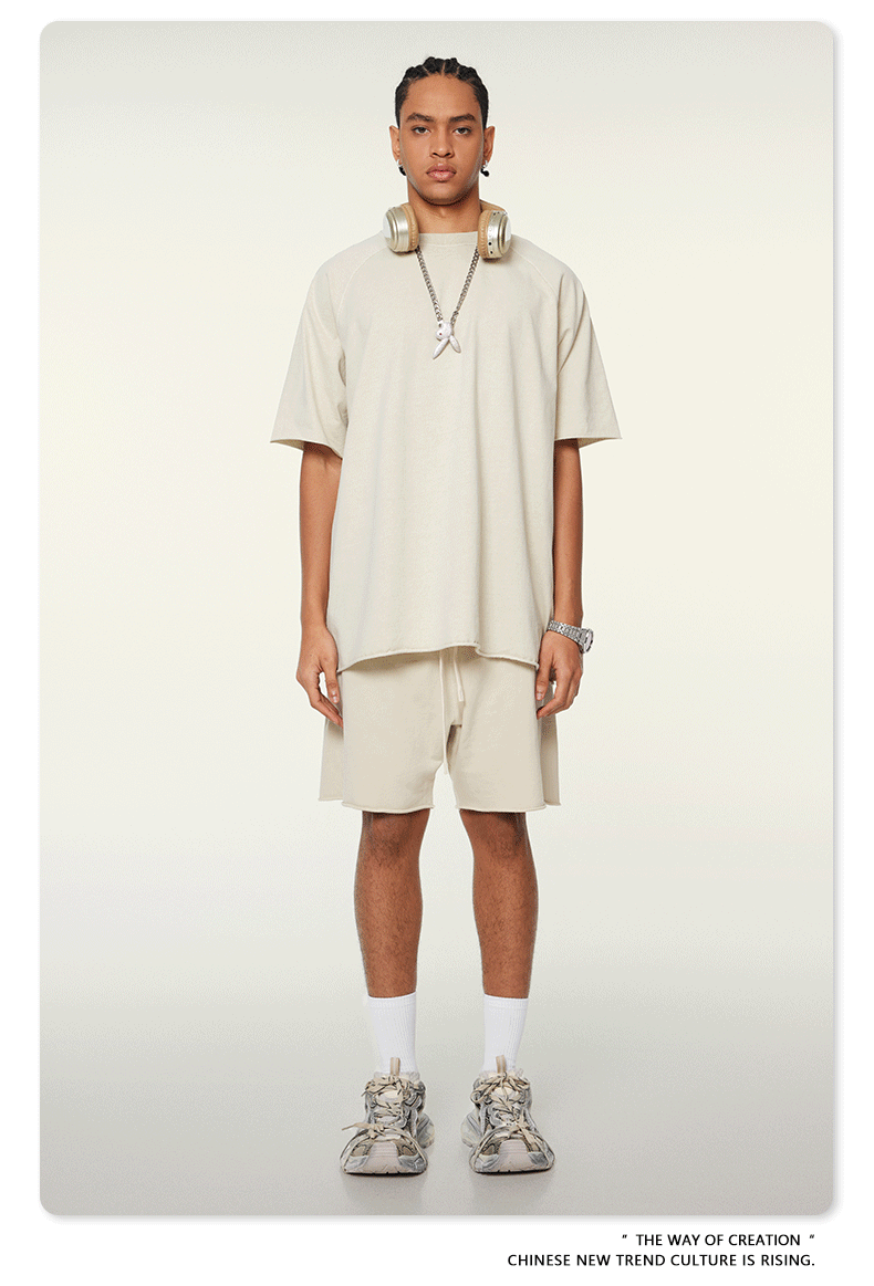 Premium Raw Edge Washed Cotton Shorts