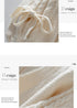 Product feature images showing detailed view of ribbon tie sleeve and close-up of soft knit texture with fashion branding elements