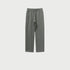 Dark gray sweatpants with elastic waistband, drawstring and side pockets displayed on light gray background