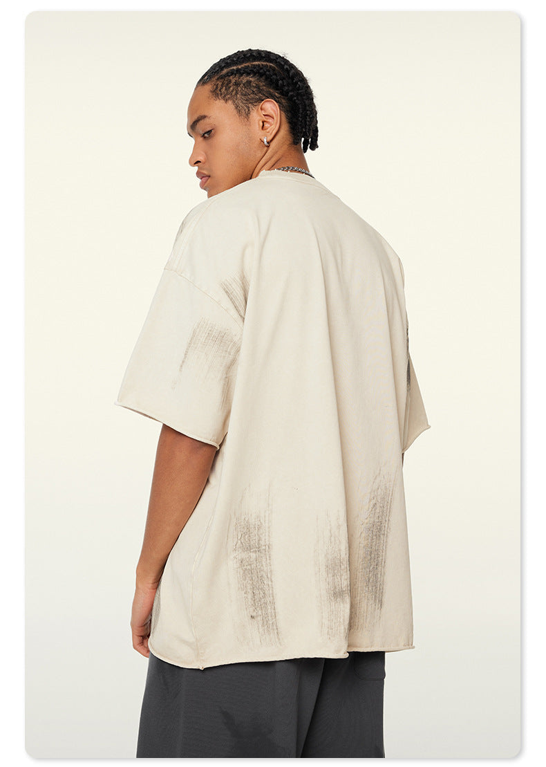 Back view highlighting texture of off-white Beattube t-shirt