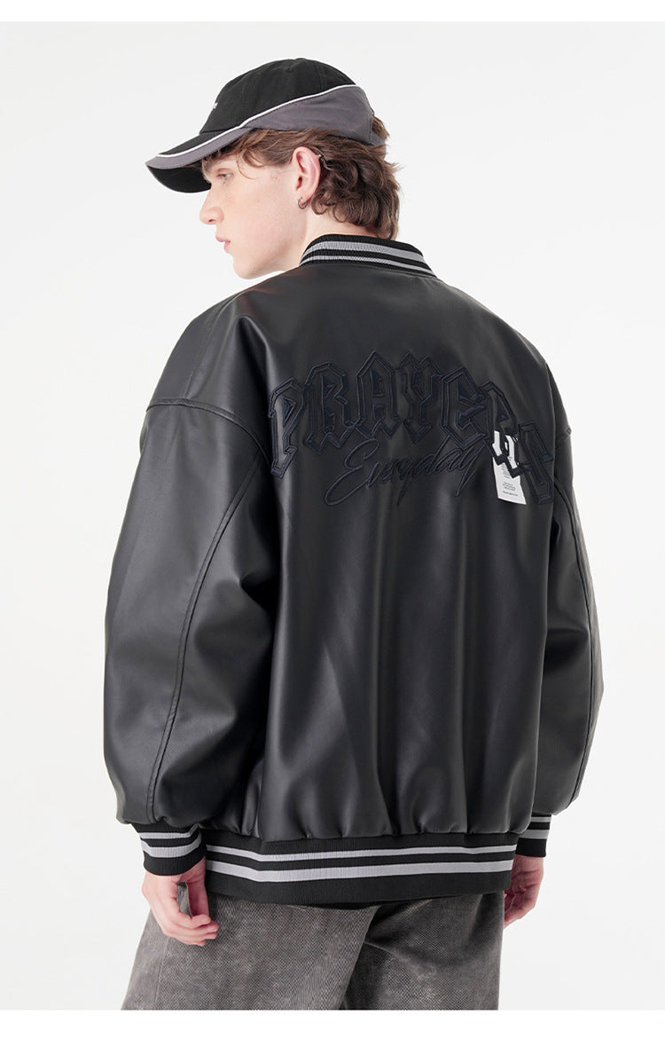 Minimalist Varsity Letterman Bomber Jacket