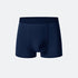 Navy blue men's boxer briefs with tonal waistband, featuring four-way stretch fabric and anatomical fit