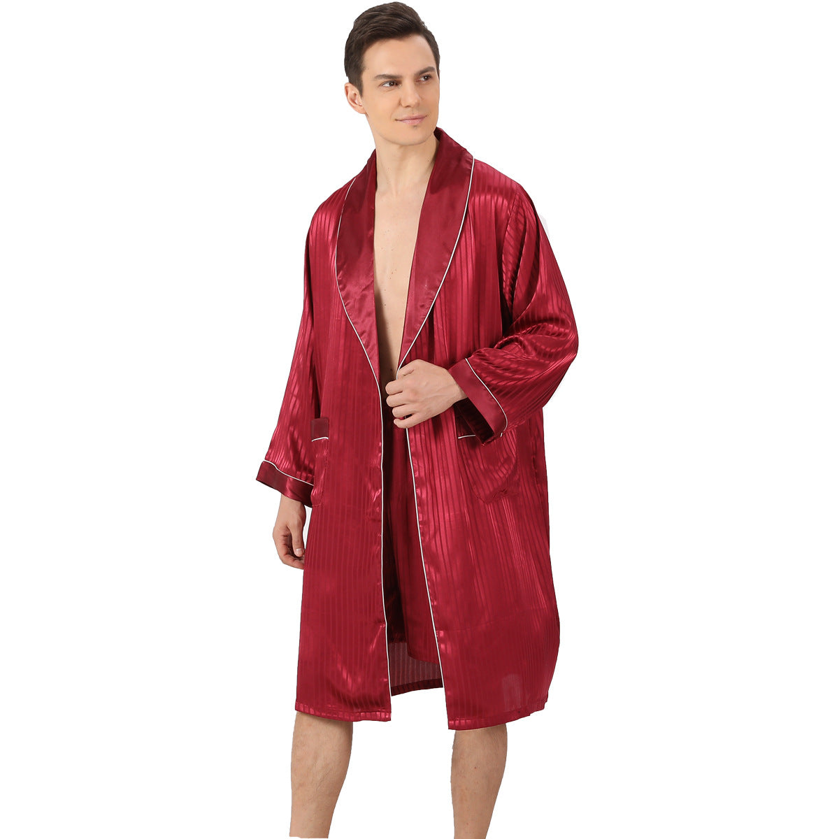 Men's Luxury Striped Long Hotel Robe
